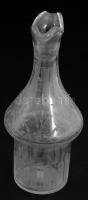 Antik olaj-ecet kínáló üveg, csiszolt mintával, m: 15 cm