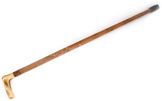 Sétabot, szaru markolattal, h: 76 cm