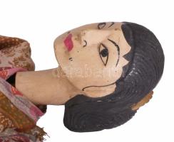 Indonéz fa bábu pár, ki sérüléssel, h: cca 50 cm