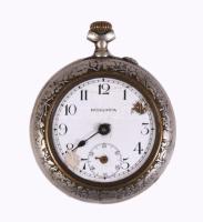 Fém tokos Hungaria zsebóra jelzett, cca 1920. Sérüléssel hiánnyal, d:4,5 cm