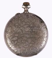 Fém tokos Hungaria zsebóra jelzett, cca 1920. Sérüléssel hiánnyal, d:4,5 cm