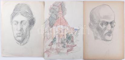 9 db vázlat ceruza, papír. Klf jelzésekkel 30x20 cm