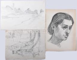 9 db vázlat ceruza, papír. Klf jelzésekkel 30x20 cm