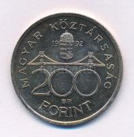 1992. 200Ft Ag "MNB" T:AU patina Adamo F13