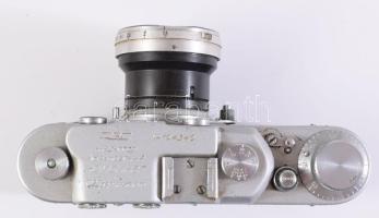 1953-1955 Fed 1 fényképezőgép, Carl Zeiss Jena Sonna 1:1,5 f=5cm objektívvel, szíj nélküli bőr tokjá...