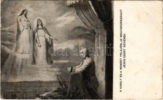 1918 A király és a nemzet felajánlja Magyarországot Jézus szent szívének. Ferenc József / Franz Joseph I of Austria, praying (EK)