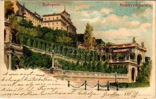 1899 Budapest I. Királyi várpalota, Várbazár. Kunstanstalt Kosmos litho (Rb)