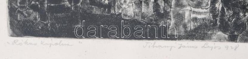 Tihanyi János Lajos (1892-1957): Rókus kórház 1928 (Budapest). Rézkarc, papír, jelzett. Üvegezett, f...