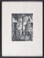 Tihanyi János Lajos (1892-1957): Rókus kórház 1928 (Budapest). Rézkarc, papír, jelzett. Üvegezett, f...