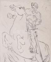 Borsos Miklós (1906-1990) Attila. Rézkarc, papír, jelzett, 14x10 cm Üvegezett keretben