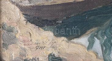 Azonosítatlan jelzéssel: Úszómalom 1910. Olaj, vászon, 25x40 cm Keretben