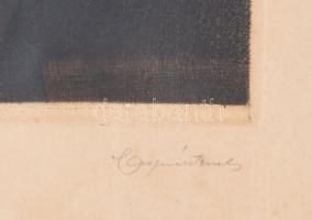 Horváth Endre (1896-1954): Prométheusz rézkarc. Jelzett, 37x28 cm Üvegezett keretben