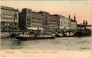 Budapest V. Hungária szálloda, gőzhajó, rakpart. Taussig Arthur (fa)