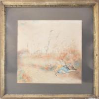 Harmos Károly (1879-1956): Na, Kati, ne izélj már. Akvarell, papír, 36x34 cm Jelzett, üvegezett kere...