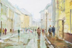 H. Molnár István: Eger. Olaj. Farost. Jelzett, keretben 29x39 cm