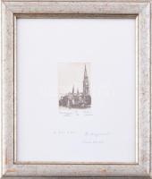 Váczi András (1967- ): Budapest. Rézkarc, papír. 5x6 cm jelzett, számozott, üvegezett keretben