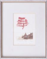 Váczi András (1967- ): Lilienthal. Rézkarc, papír. Próbanyomat 12x9 cm jelzett, számozott, üvegezett...