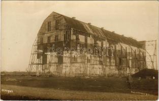1915 Brest, Brest-Litowsk; WWI German military, airship hangar under construction. H. Vogel photo (E...