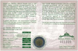 2002. 100Ft "Kossuth Lajos" elsőnapi veret, díszlapon "011339" T:UNC
Adamo FOEM...