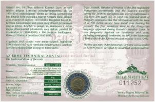 2002. 100Ft "Kossuth Lajos" elsőnapi veret, díszlapon "011252" T:UNC
Adamo FOEM...