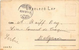 1905 Budapest VIII. Kálvin tér, református templom, szökőkút, villamos, magkereskedés, üzlet. TCV ca...