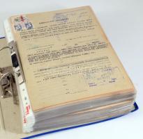 Több mint 200 darabos, fele részt Korona-fillér, felerészt forint-fillér okmánybélyeges óriási okmánybélyeges irat gyűjtemény, látványos, színes lerovásokkal, nagy értékekkel gyűrűs berakóban