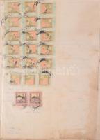 Több mint 200 darabos, fele részt Korona-fillér, felerészt forint-fillér okmánybélyeges óriási okmán...