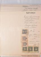 Több mint 200 darabos, fele részt Korona-fillér, felerészt forint-fillér okmánybélyeges óriási okmán...