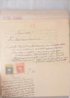 Több mint 200 darabos, fele részt Korona-fillér, felerészt forint-fillér okmánybélyeges óriási okmán...