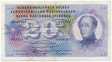 Svájc 1968. 20Fr "58Z 043557" T:F kis szakadás Switzerland 1968. 20 Francs "58Z 043557" C:F small tear Krause P#46p.42