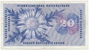 Svájc 1968. 20Fr "58Z 043557" T:F kis szakadás
Switzerland 1968. 20 Francs "58Z 0435...