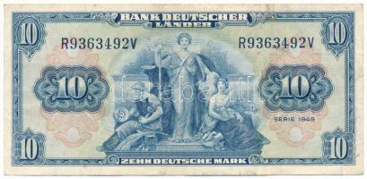 Német Szövetségi Köztársaság 1949. 10M "R9363492V" T:F szép papír Federal Republic of Germany 1949. 10 Mark "R9363492V" C:F fine paper Krause 16.