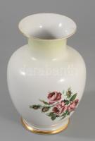 Hollóházi virágmintás váza. Jelzett, hibátlan, m: 17 cm