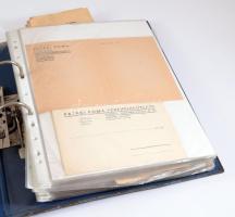 ca 1900-1960 Vegyes okmány gyűjtemény Miskolc környéki számlák, reklámok, egyéb iratok, okmányok, kb 60db gyűrűs berakóban