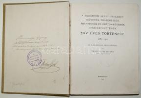 1912 Breitner Lipót által dedikált emlékkönyv a budapesti arany és ezüst művesek, ékszerészek, arany...