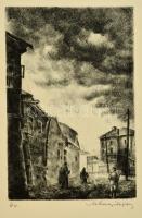 Tihanyi János Lajos (1892-1957): Utca részlet. Rézkarc, papír, jelzett, 21,5×14,5 cm