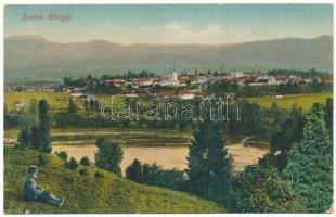 1916 Zsolna, Sillein, Zilina; látkép. Vasúti levelezőlapárusítás 23. sz. 1916. / general view + "IV. Károly király koronázása napján 1916. dec. 30." So. Stpl. (EB)