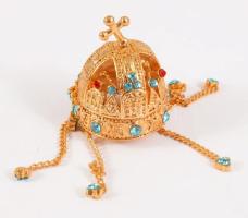 Bronz Szent Korona miniatűr díszkövekkel eredeti dobozában, 20 mm