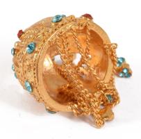 Bronz Szent Korona miniatűr díszkövekkel eredeti dobozában, 20 mm