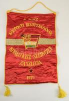 1957 Szocreál műselyem brigádzászló 35x48 cm