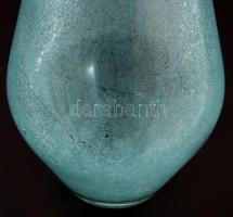 Karcag Berekfürdői krakléüveg hengerváza, jelzett hibátlan, m: 21 cm