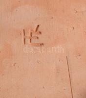 HÉ jelzéssel: Székesfehérvár. Mázas kerámia fali dísz, jelzett 15x21 cm