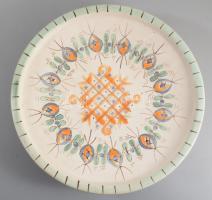 Gorka Iparművészeti Vállalatos kerámia tál. Mázas kerámia, jelzett, hibátlan 32 cm