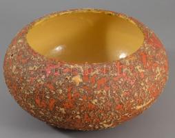 Tófej retro váza. Csorgatott mázas, hibátlan d: 23 cm