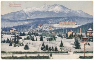 1918 Tátralomnic, Tatranská Lomnica (Magas-Tátra, Vysoké Tatry); látkép télen, szálloda. Cattarino S. utóda Földes Samu kiadása / view in winter, hotel (EK)