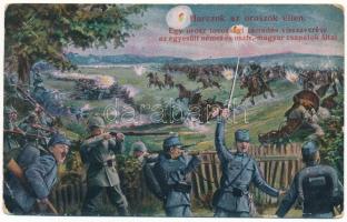 1915 Harcok az oroszok ellen, egy orosz lovassági támadás visszaverése az egyesült német és osztrák-magyar csapatok által / WWI K.u.k and German military against the Russian, Viribus Unitis. L&amp;P 1682. (kopott sarkak / worn corners)