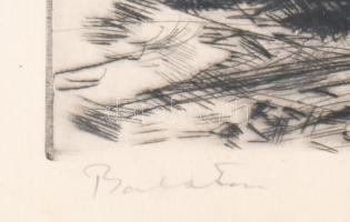 Iván Szilárd (1912-1988): Balaton. Rézkarc, papír, jelzett, 30x39 cm. Lapszéli ázásnyommal. Üvegezet...