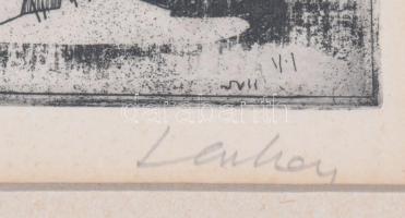 Lenkey Zoltán (1936-1983): Bükki táj II., rézkarc, papír, jelzett, számozott (90/100), üvegezett fak...