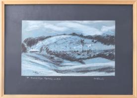 Fejér Imre (-): Kopasz-hegy Aggtelek mellett, 1999. Pasztell, papír, jelzett, üvegezett fakeretben. 21×36 cm