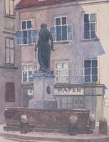 Hoffelner, Franz (1875-1936): Bécs, Franziskanerplatz. Akvarell, papír, jelzett. Üvegezett, sérült f...